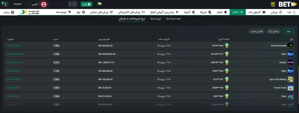 RNG - آخری بردها
